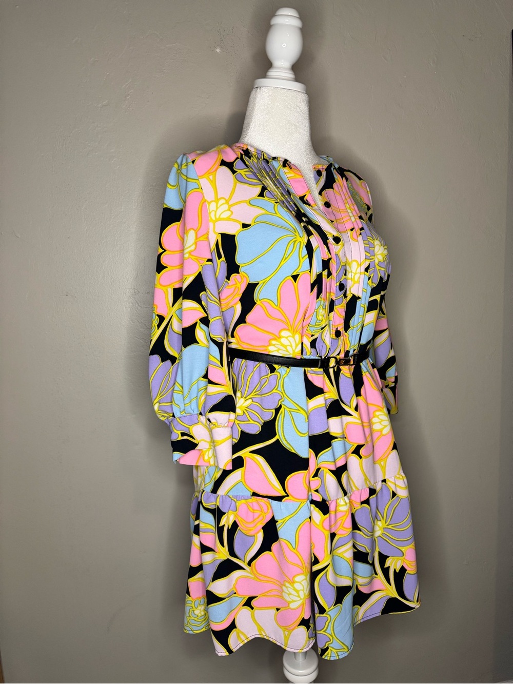 Women's Floral Tiered Dress in Pastel Multi